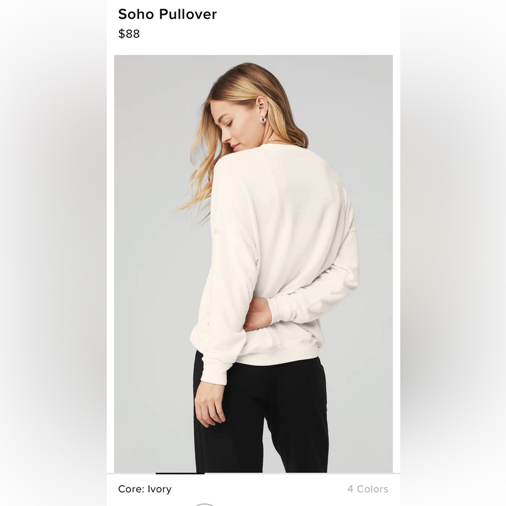 NWT! + in bag. Alo Soho Pullover color Ivory size small